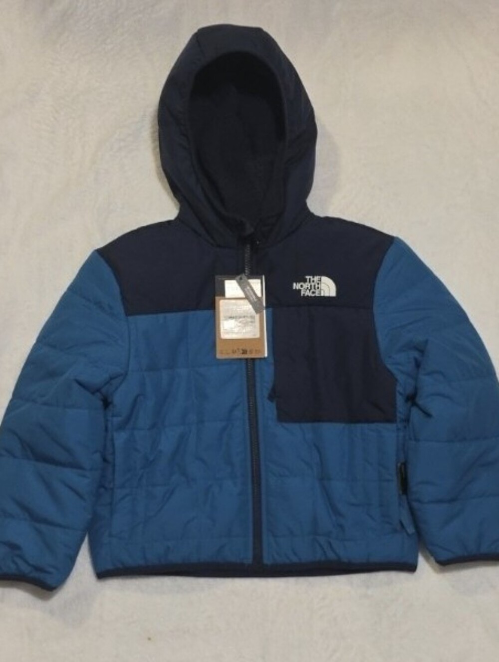 The North Face Kids' Two-Tone Blue Hooded Puffer Jacket